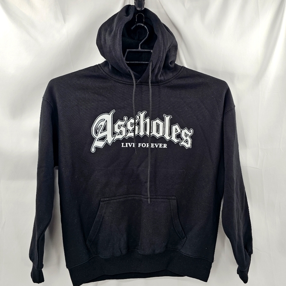 Assholes*s Live Forever Hoodie Mens Size Medium Black‎ Sweatshirt Logo Kangaroo - Picture 1 of 7